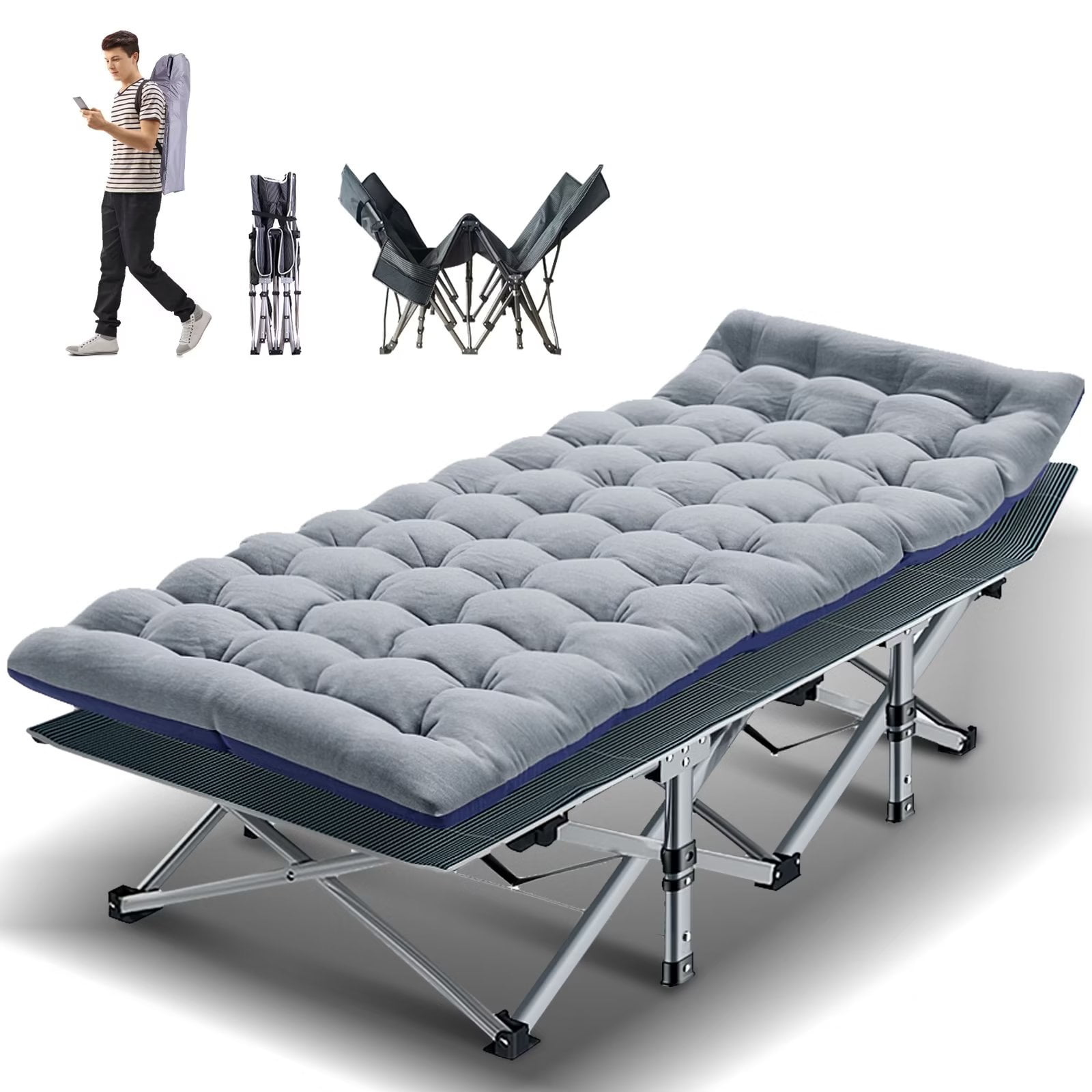 Lilypelle folding cot with mattress,Heavy Duty Sleeping Cot with Carry