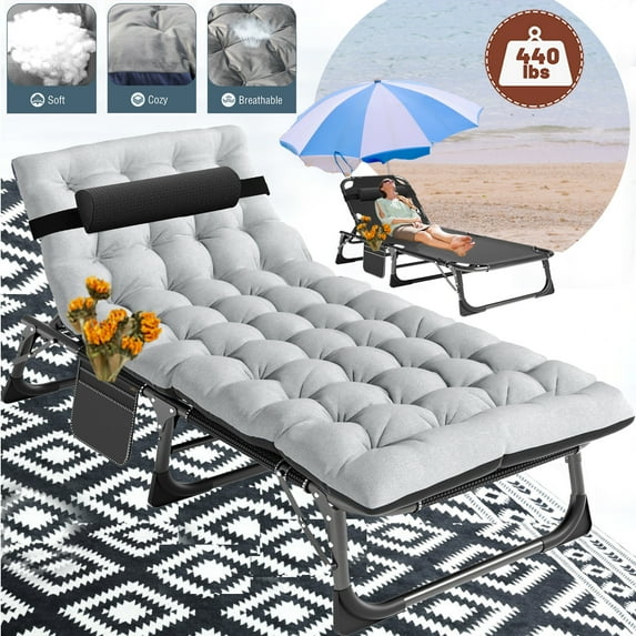 Lilypelle folding cot with mattress,Heavy Duty Sleeping Cots with Carry Bag,Double Layer Oxford Portable Folding Camping Cot for Home ,Office Nap and Outdoor Beach,Black