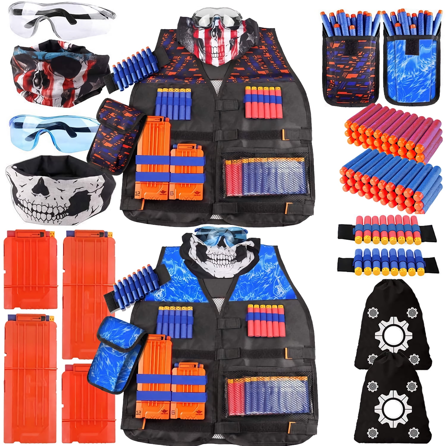 Lilypo Kids Tactical Vest 2 Pack Set With Gun Toys – 2 Vests With Tactical  Mask, Dart Pouches, Wrist Band & Protective Glasses With Adjustable Velcro  Straps For Team Battle, Refill Dart