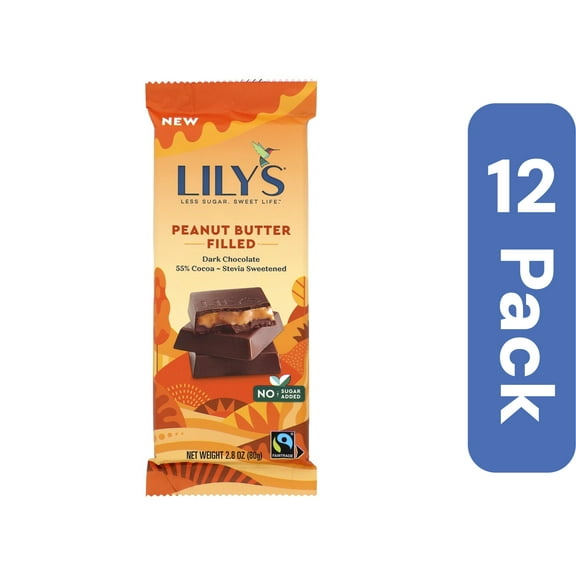 Lilys - Bar Dark Chocolate 55% Peanut Butter - Case of 12-2.8 OZ