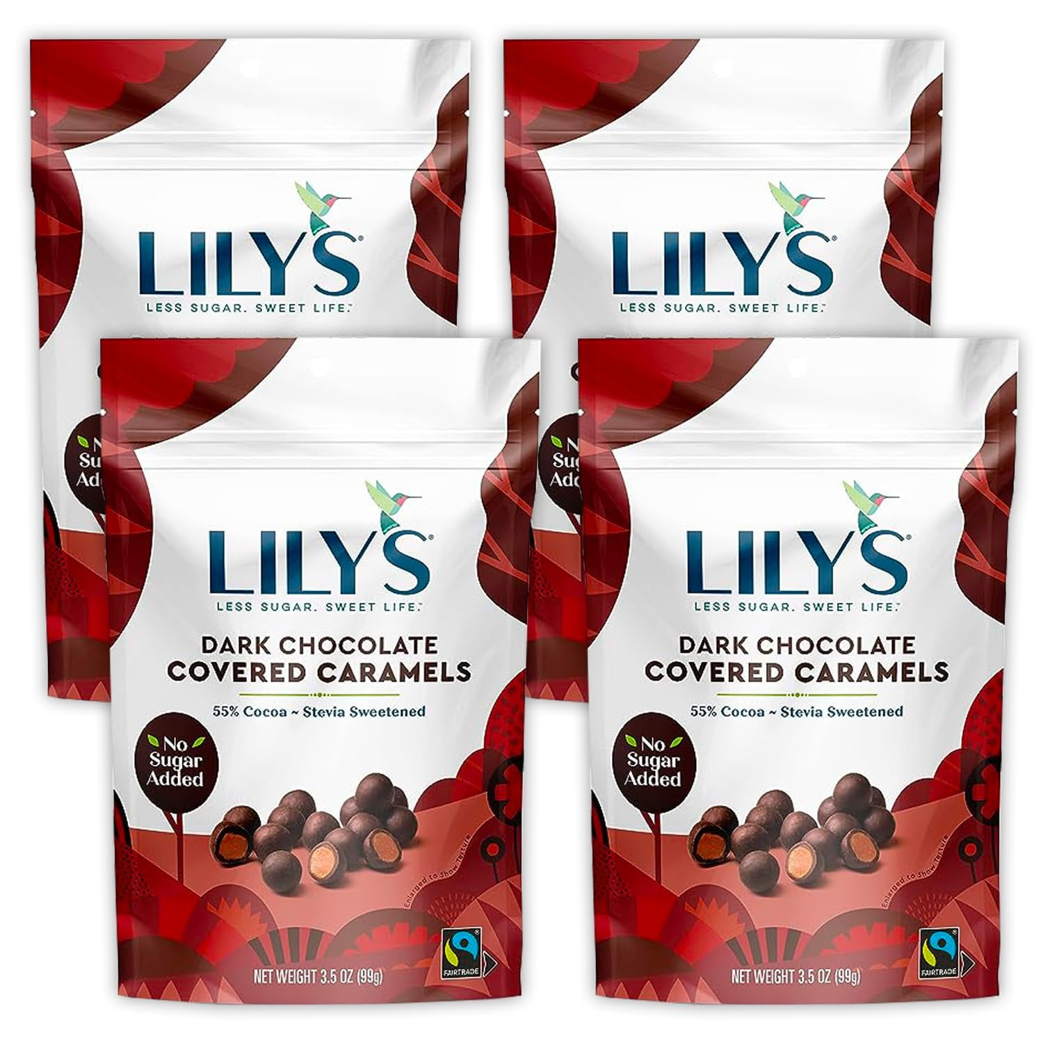 Lilys Chocolate Dark Chocolate RE32Covered Caramels 4 Packs Of Stevia