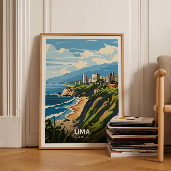 Lima Cityscape Travel Poster, Peru Art Print For Home & Office Decor, Unique Gift For Travel Enthusiasts Wall Art, Modern Wall Decor, 8x12 UNFRAMED