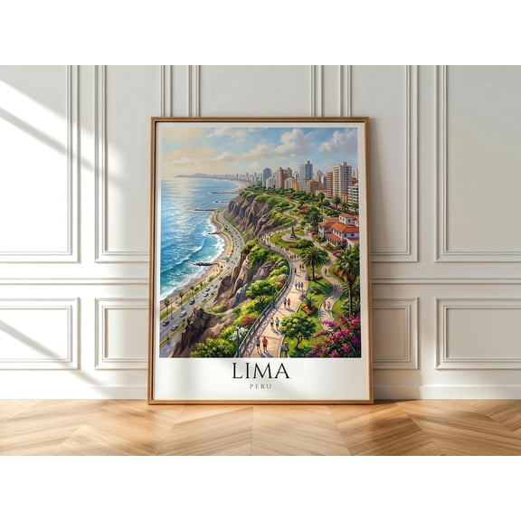 Lima Coastal Cliffs Peru Travel Print Miraflores Wall Art South America Decor, Unframed Paper Print