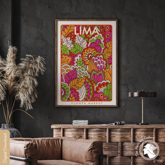 Lima Flower Market, Flower Market Poster, Flower Market Prints, Flower Shop, Flower Print