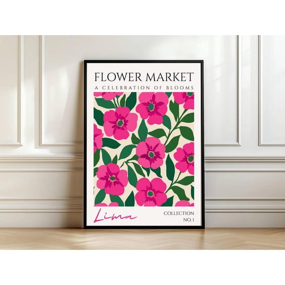 Lima Flower Market Poster, Peru Garden Wall Art, Unframed Paper Poster 8x10in