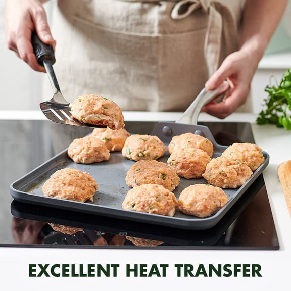 Lima Hard Anodized 11 Square Griddle Pan Ceramic Nonstick PFAS- Gray
