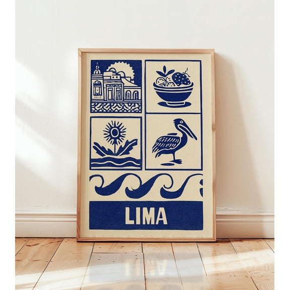 Lima Linocut Art Print Modern Peruvian Travel Poster
