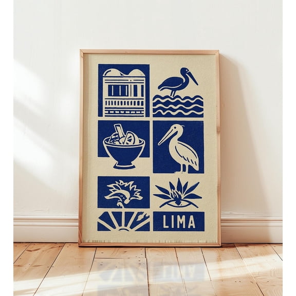Lima Linocut Peruvian Travel Poster Unframed Paper Print