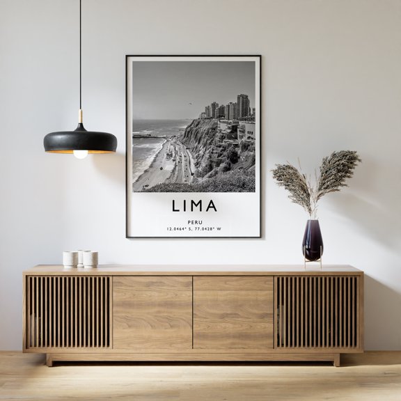 Lima Travel Poster, Lima Travel Print, Peru Travel Poster, Travel Art, Black And White Photographic Art