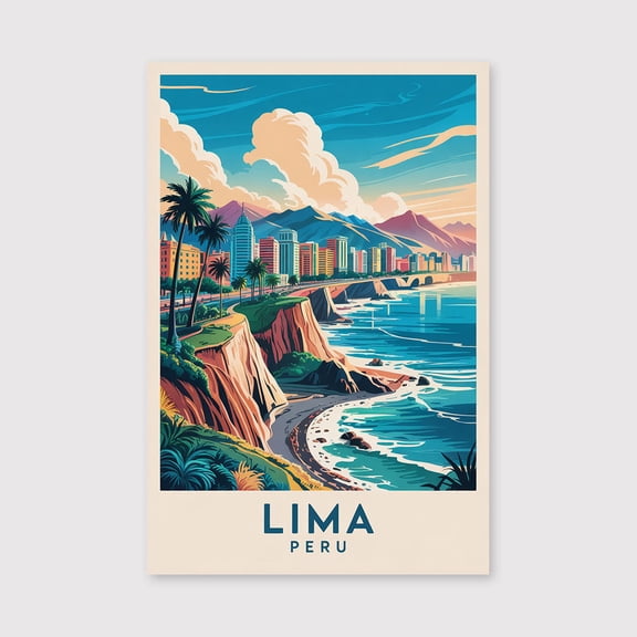 Lima Travel Print Canvas Wall Art, Lima Wall Hanging Home decor Lima Canvas Art, Peru Art Canvas Peru-1WN1301