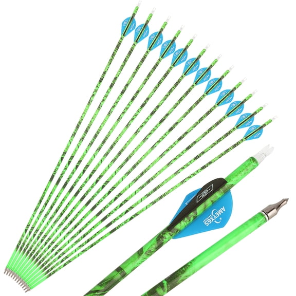 Limaity 12X Carbon Arrows 30" Camo Shaft SP500 Screw Tips Compound Recurve Bow Hunting