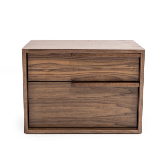 Limari Home Amberlie Modern Veneer Wood Nightstand with 2 Drawers in Walnut
