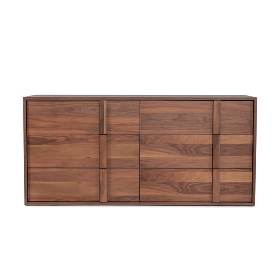 Limari Home Berlin Modern Veneer and Solid Wood Bedroom Dresser in Walnut