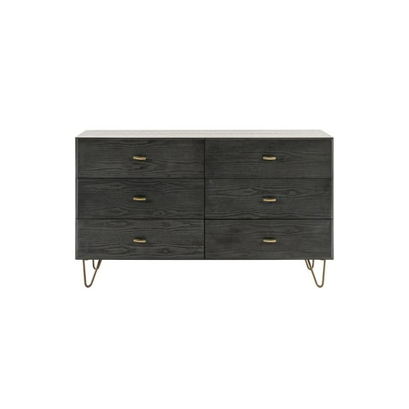 Limari Home Bryan Modern Veneer Wood and Metal Bedroom Dresser in Gray/Gold