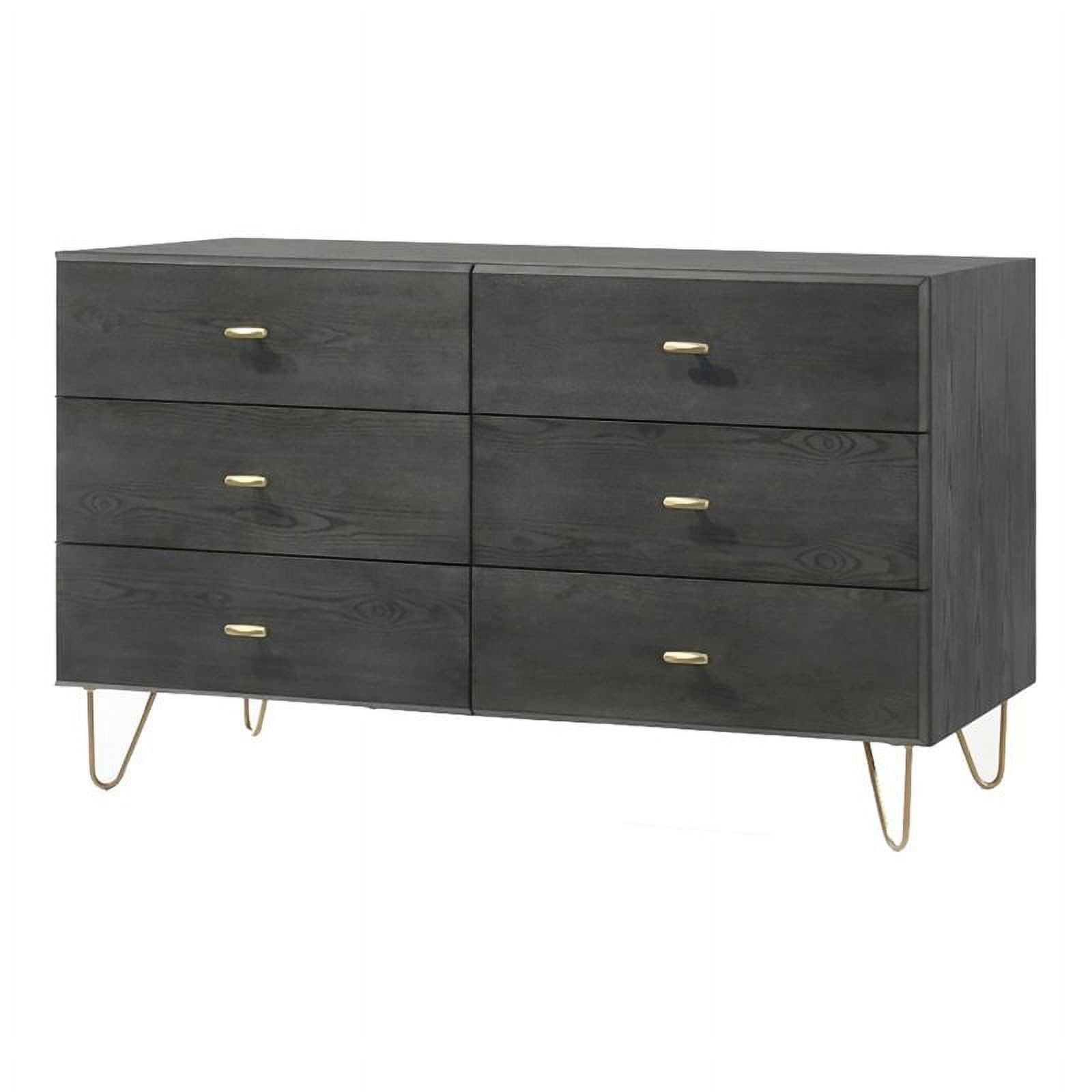 Limari Home Bryan Modern Veneer Wood and Metal Bedroom Dresser in Gray