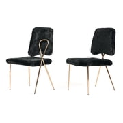 Limari Home Candace 17" Faux Fur Fabric/Metal Dining Chairs in Black Set of 2