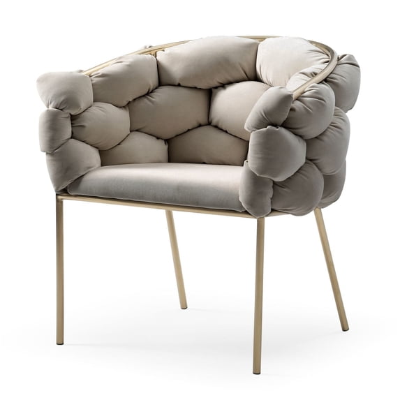 Limari Home Debra 18" Modern Velour Velvet and Metal Dining Chair in Gray