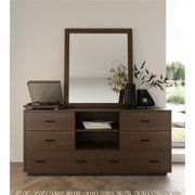 Limari Home Fantasia Wood Bedroom Dresser in Dark Walnut/Matte Black