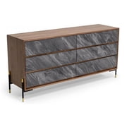 Limari Home Metcalf Veneer and MDF Wood Bedroom Dresser in Walnut/Gray