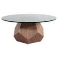 thumbnail image 1 of Limari Home Rackham 35" Mid-Century Glass & Veneer Coffee Table in Walnut, 1 of 3