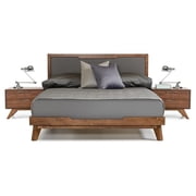 Limari Home Soria 64x83" Modern Fabric & Wood Queen Bed in Gray/Walnut