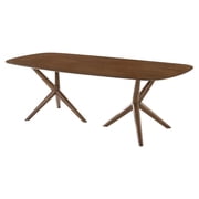 Limari Home Utah Rectangular Bevelled-Edge Solid Wood Dining Table in Brown