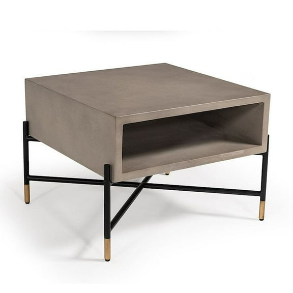 Limari Home Walker Modern Concrete and Metal Coffee Table in Gray/Black