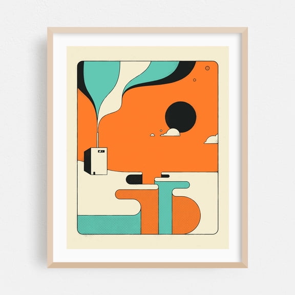 Limbo (1) - Illustration Abstract Geometric Modern Art Surrealism Minimalist Bauhaus Oak Framed Wall Art Print 6 x 8 inches