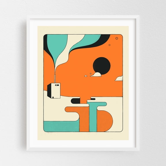 Limbo (1) - Illustration Abstract Geometric Modern Art Surrealism Minimalist Bauhaus White Framed Wall Art Print 6 x 8 inches