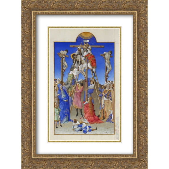 Limbourg brothers 2x Matted 18x24 Gold Ornate Framed Art Print 'The Deposition'