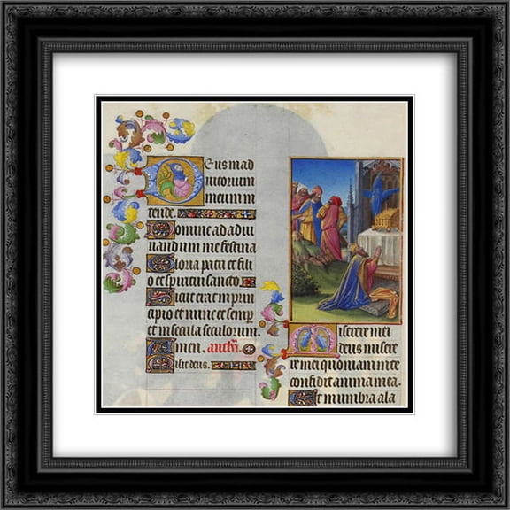 Limbourg brothers 2x Matted 20x20 Black Ornate Framed Art Print 'Psalm LVI'