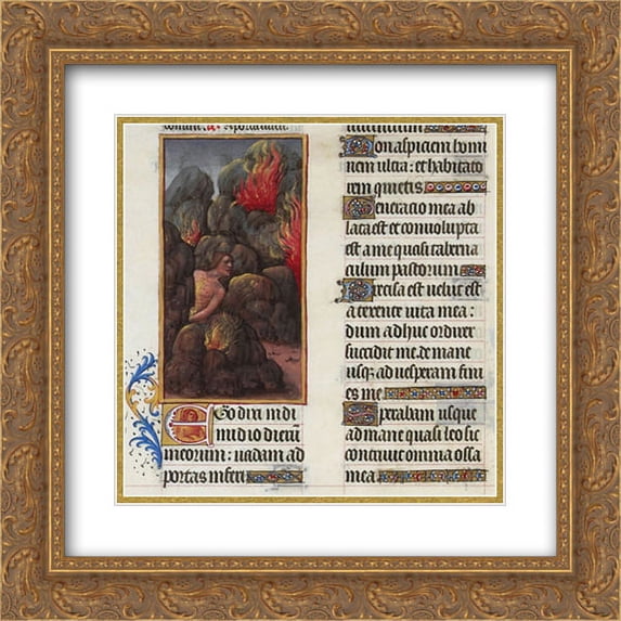 Limbourg brothers 2x Matted 20x20 Gold Ornate Framed Art Print 'Hezekiah's Canticle'