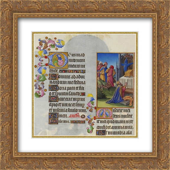 Limbourg brothers 2x Matted 20x20 Gold Ornate Framed Art Print 'Psalm LVI'