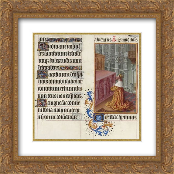 Limbourg brothers 2x Matted 20x20 Gold Ornate Framed Art Print 'Psalm LXIV'