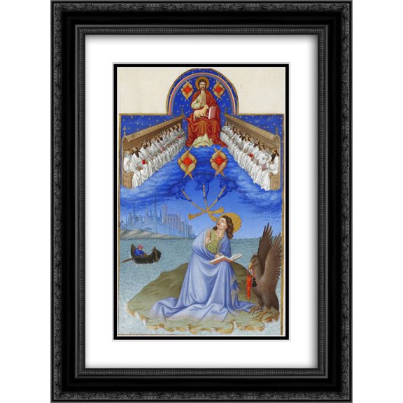 Limbourg brothers 2x Matted 20x24 Black Ornate Framed Art Print 'Saint John on Patmos'