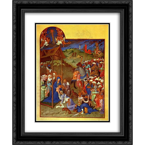 Limbourg brothers 2x Matted 20x24 Black Ornate Framed Art Print 'Scene Adoration of the Magi'