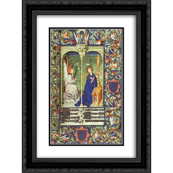 Limbourg brothers 2x Matted 20x24 Black Ornate Framed Art Print 'The Annunciation'