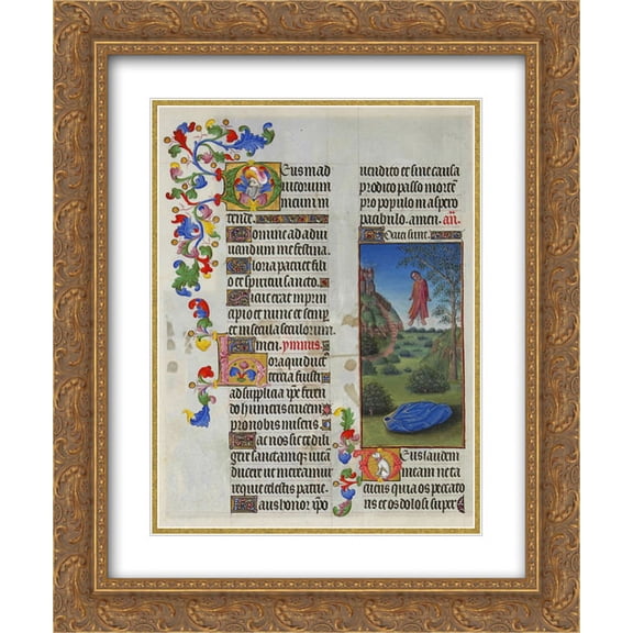 Limbourg brothers 2x Matted 20x24 Gold Ornate Framed Art Print 'Judas Hangs Himself'