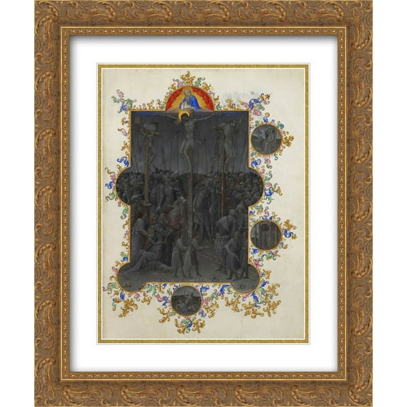 Limbourg brothers 2x Matted 20x24 Gold Ornate Framed Art Print 'The Death of Christ'