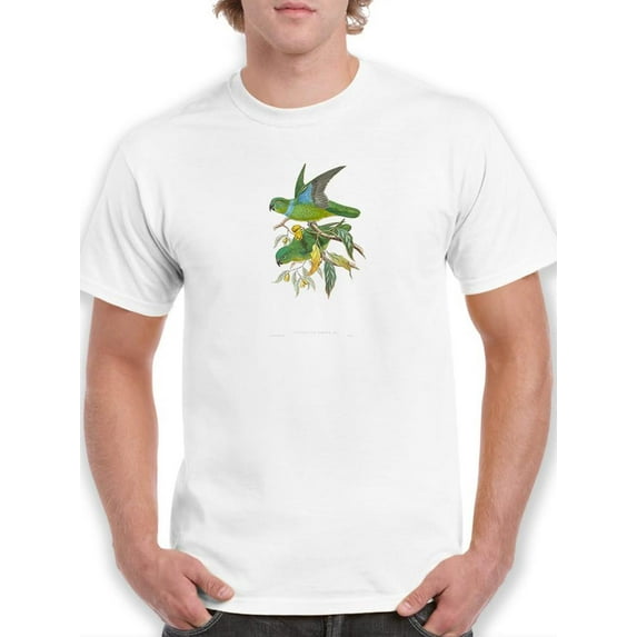 Lime & Cerulean Parrots Ii T-Shirt Men -John Gould Designs, Male Medium