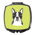thumbnail image 1 of Lime Checkered Boston Terrier Compact Mirror, 1 of 4