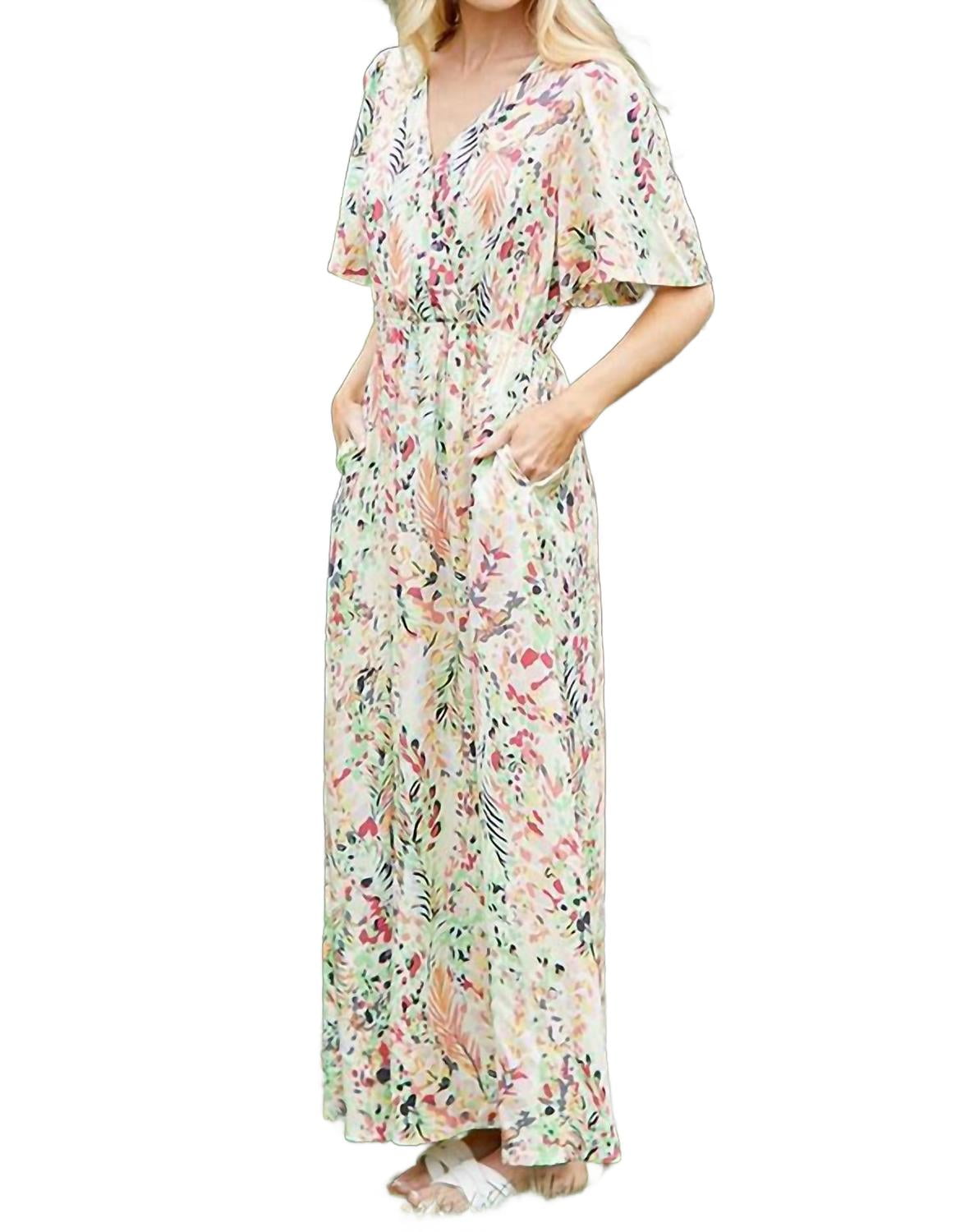 Lime 'N' Chili Floral Print Sleeveless Tie Waist Maxi Dress main image 1
