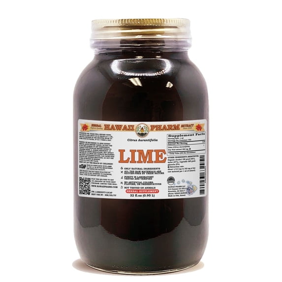 Lime (Citrus Aurantifolia) Dry Peel Liquid Extract. Expertly Extracted by Trusted HawaiiPharm Brand. Absolutely Natural. Proudly made in USA. Tincture 32 Fl.Oz