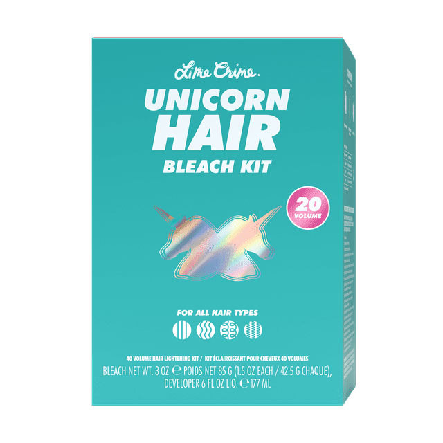 Lime Crime Unicorn Bleach Party, 20 Volume Hair Lightening Kit, 3 Piece