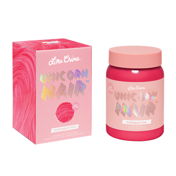Lime Crime Unicorn Hair, Semi-Permanent Hair Color, Vegan, Full Coverage, Bubblegum Rose, 6.76 fl oz (Unisex)