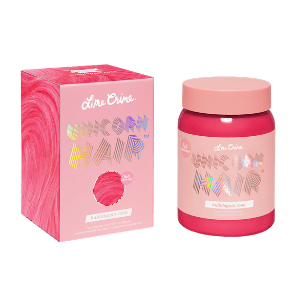 Lime Crime Unicorn Hair, Semi-Permanent Hair Color, Vegan, Full Coverage, Bubblegum Rose, 6.76 fl oz (Unisex)