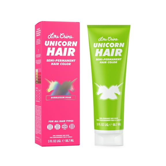 Lime Crime Unicorn Hair, Semi-Permanent Hair Color, Vegan, Full Coverage, Bubblegum Rose, Unisex, 3.0 fl oz