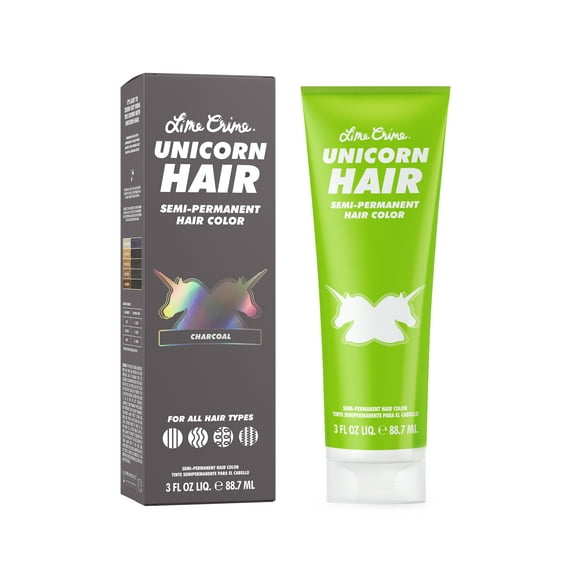 Lime Crime Unicorn Hair, Semi-Permanent Hair Color, Vegan, Full Coverage, Charcoal, Unisex, 3.0 fl oz