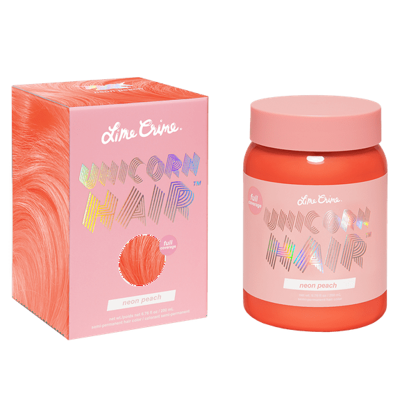 Lime Crime Unicorn Hair, Semi-Permanent Hair Color, Vegan, Full Coverage, Neon Peach, Unisex, 6.76 fl oz