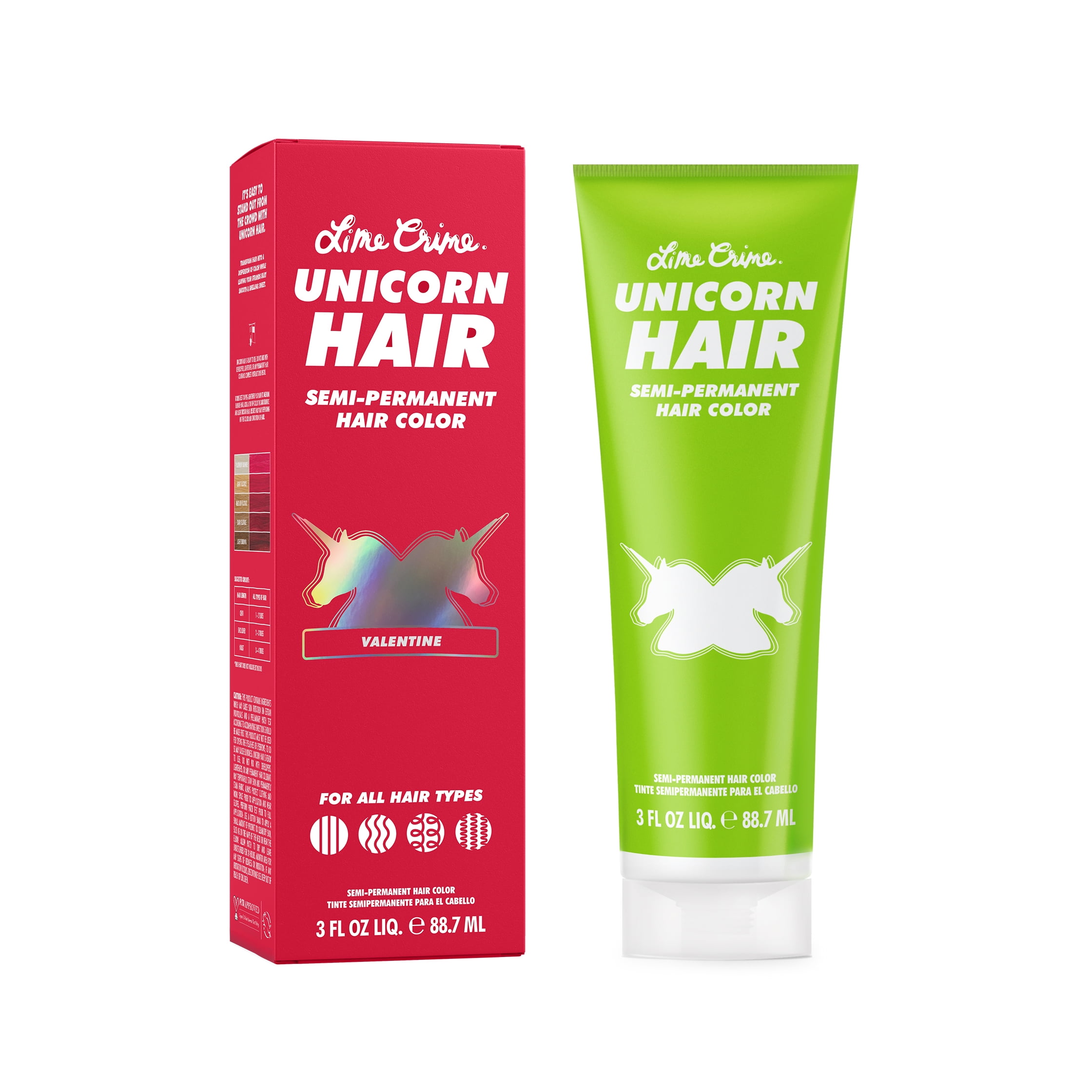 Lime Crime Unicorn Hair, Semi-Permanent Hair Color, Vegan, Full Coverage, Valentine, Unisex, 3.0 fl oz